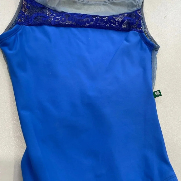 LuckyLeo Womens Eclipse Mesh and Lace Leotard Blue XXS - Picture 2 of 6